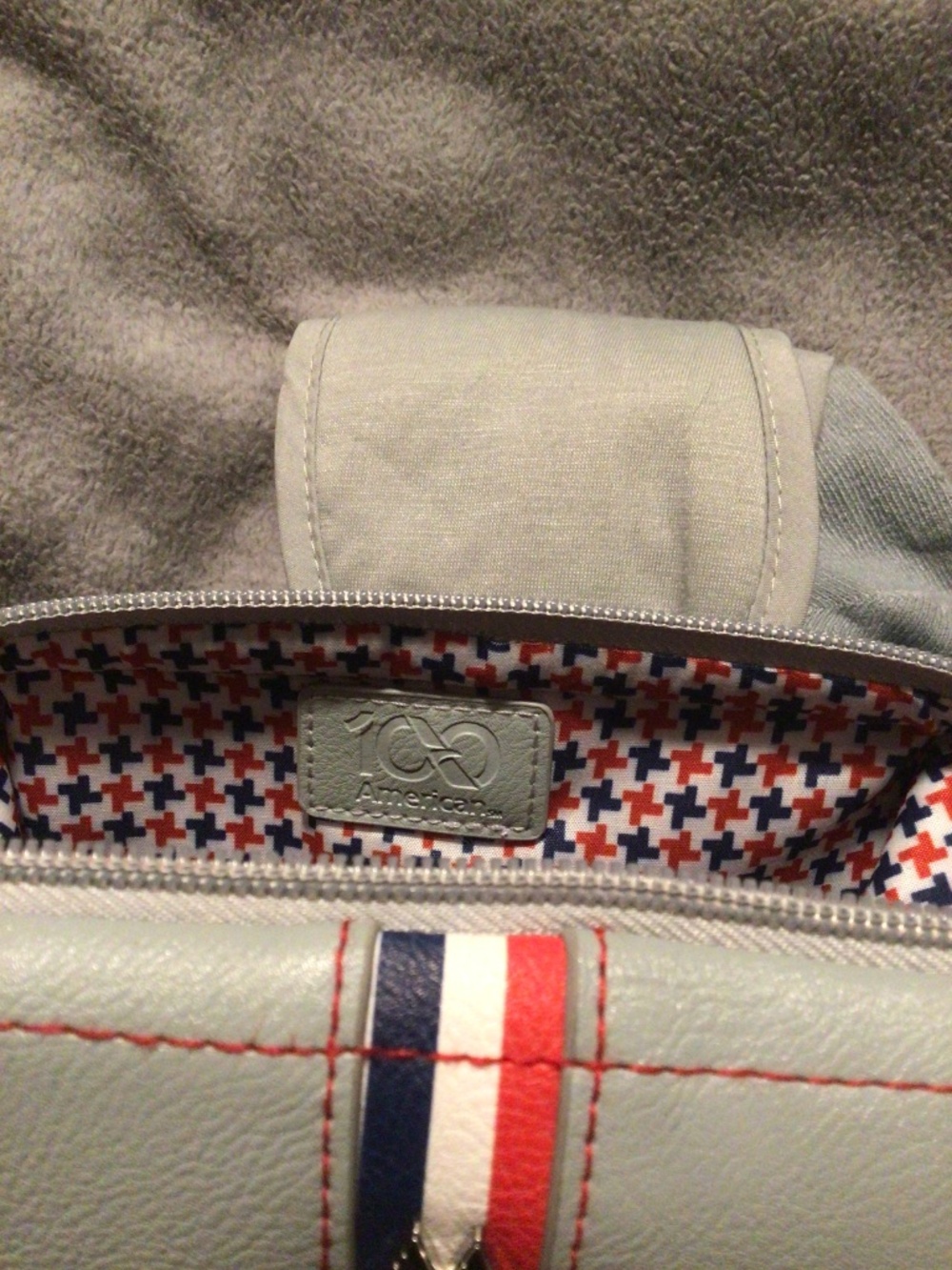 American Airlines 100th Anniversary Amenity Kit Bag Grey Red Blue - Picture 10 of 13